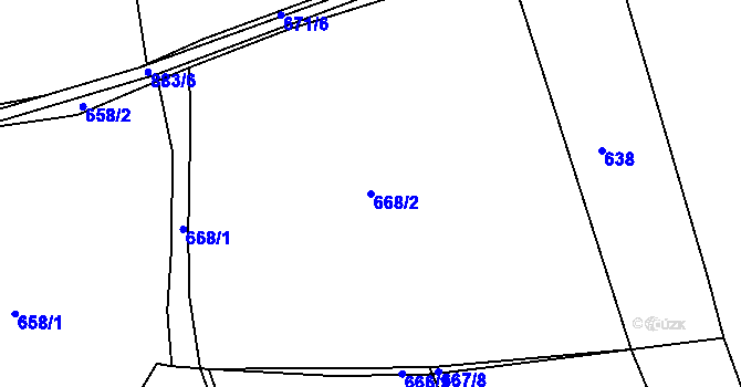 Parcela st. 668/2 v KÚ Poříčany, Katastrální mapa