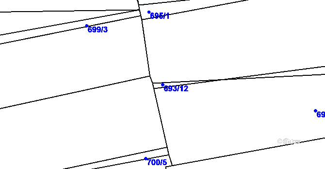 Parcela st. 693/12 v KÚ Poříčany, Katastrální mapa