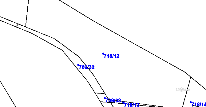 Parcela st. 718/12 v KÚ Poříčany, Katastrální mapa