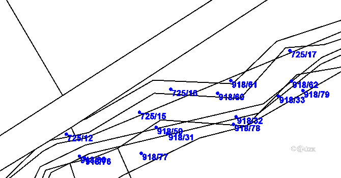 Parcela st. 725/16 v KÚ Poříčany, Katastrální mapa