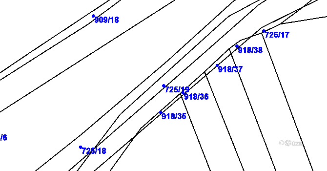 Parcela st. 725/19 v KÚ Poříčany, Katastrální mapa