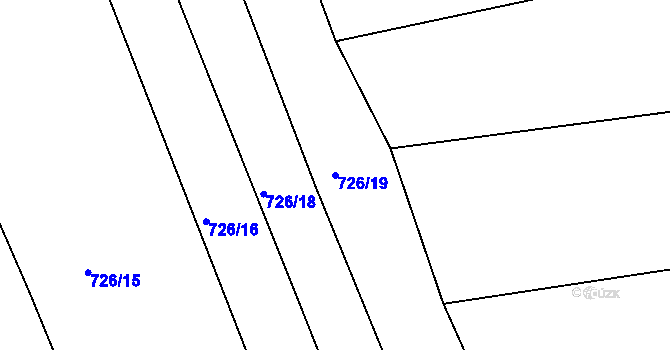 Parcela st. 726/19 v KÚ Poříčany, Katastrální mapa