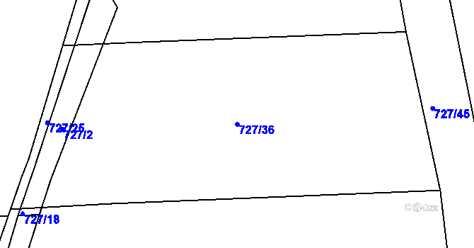 Parcela st. 727/36 v KÚ Poříčany, Katastrální mapa