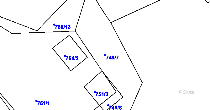 Parcela st. 749/7 v KÚ Poříčany, Katastrální mapa