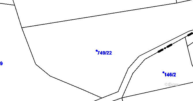 Parcela st. 749/22 v KÚ Poříčany, Katastrální mapa
