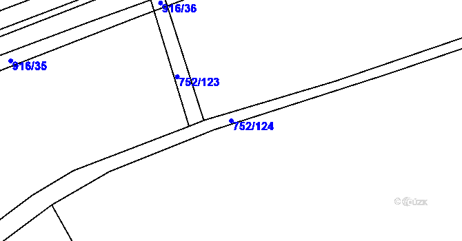 Parcela st. 752/124 v KÚ Poříčany, Katastrální mapa