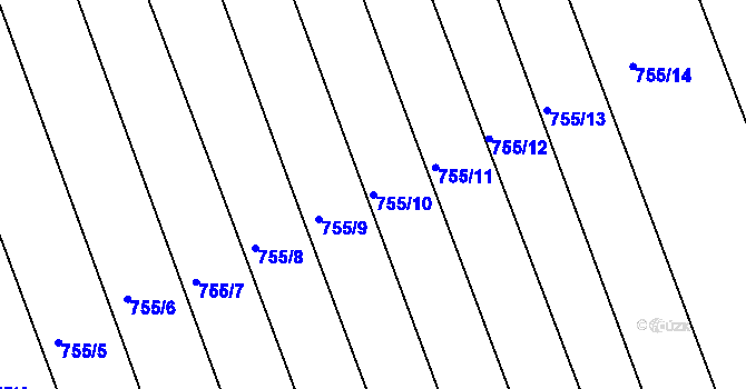Parcela st. 755/10 v KÚ Poříčany, Katastrální mapa