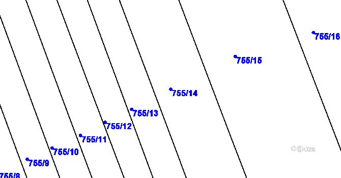 Parcela st. 755/14 v KÚ Poříčany, Katastrální mapa