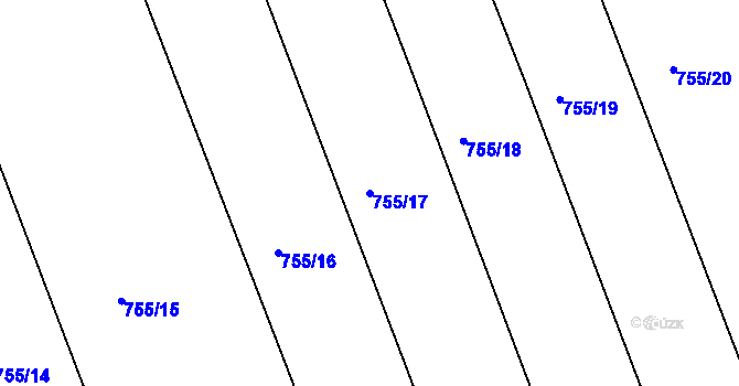 Parcela st. 755/17 v KÚ Poříčany, Katastrální mapa