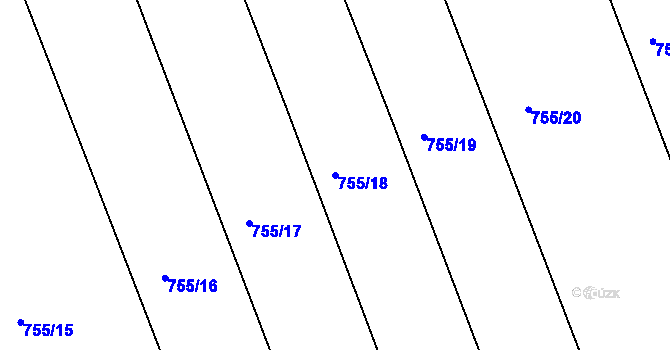 Parcela st. 755/18 v KÚ Poříčany, Katastrální mapa