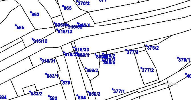Parcela st. 867/1 v KÚ Poříčany, Katastrální mapa