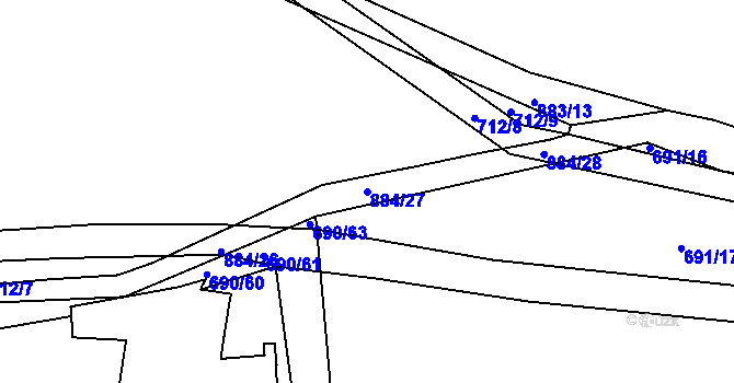 Parcela st. 884/27 v KÚ Poříčany, Katastrální mapa