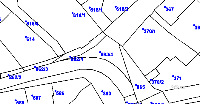 Parcela st. 893/4 v KÚ Poříčany, Katastrální mapa