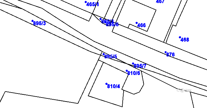 Parcela st. 895/5 v KÚ Poříčany, Katastrální mapa