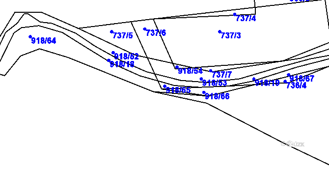 Parcela st. 918/65 v KÚ Poříčany, Katastrální mapa