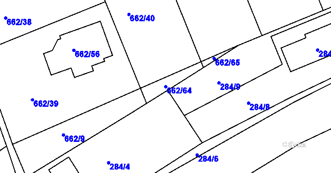 Parcela st. 662/64 v KÚ Poříčany, Katastrální mapa