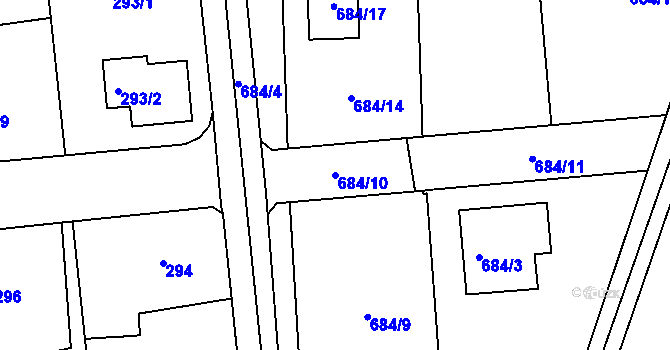 Parcela st. 684/10 v KÚ Poříčany, Katastrální mapa