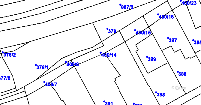 Parcela st. 400/14 v KÚ Poříčany, Katastrální mapa
