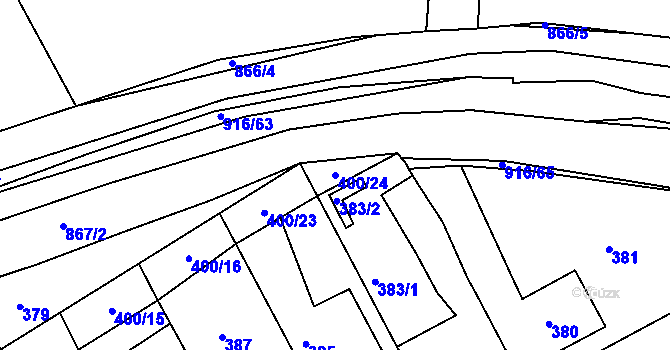 Parcela st. 400/24 v KÚ Poříčany, Katastrální mapa