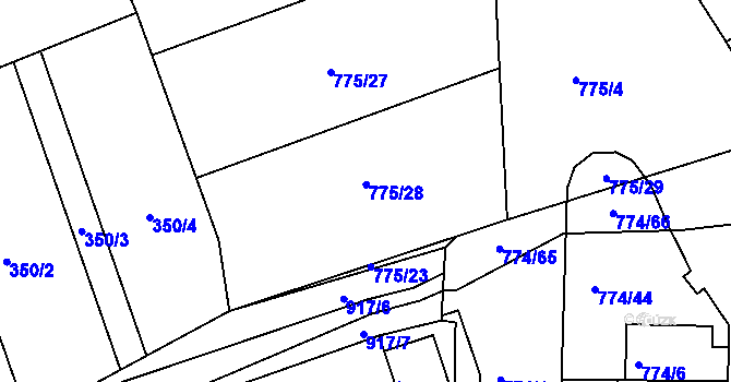 Parcela st. 775/28 v KÚ Poříčany, Katastrální mapa
