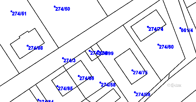Parcela st. 274/99 v KÚ Poříčany, Katastrální mapa