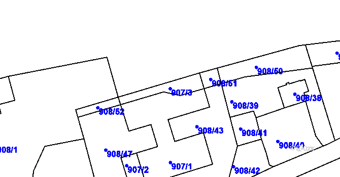 Parcela st. 907/3 v KÚ Poříčany, Katastrální mapa