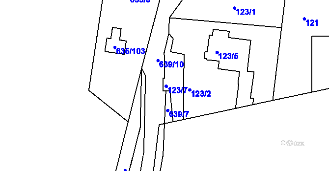 Parcela st. 639/11 v KÚ Poříčany, Katastrální mapa