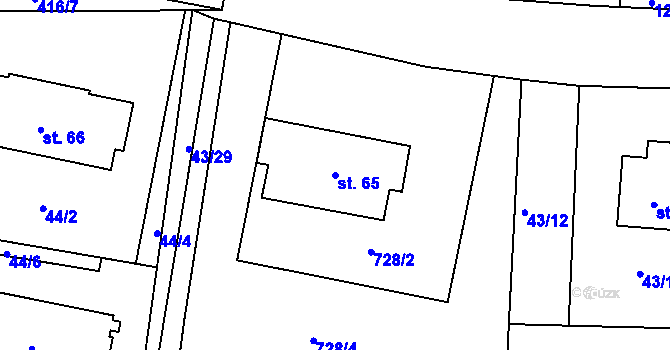 Parcela st. 65 v KÚ Dolní Poříčí, Katastrální mapa
