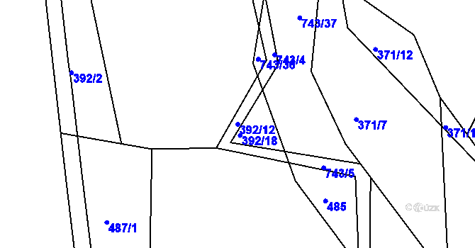 Parcela st. 392/12 v KÚ Dolní Poříčí, Katastrální mapa