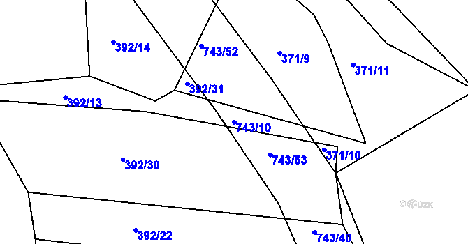 Parcela st. 743/10 v KÚ Dolní Poříčí, Katastrální mapa