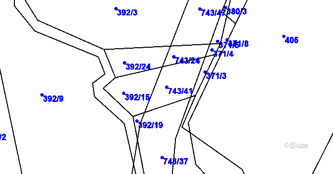 Parcela st. 743/41 v KÚ Dolní Poříčí, Katastrální mapa