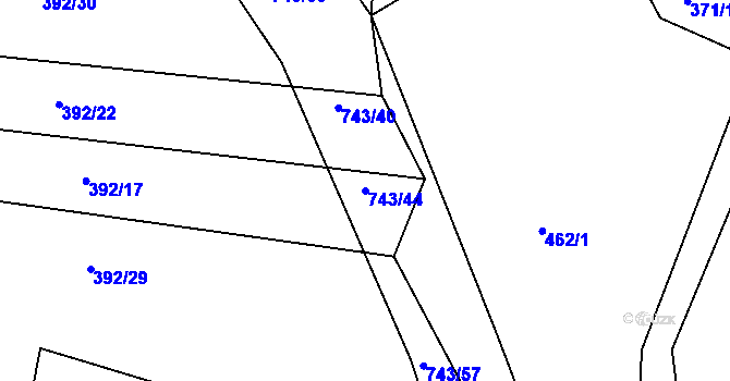 Parcela st. 743/44 v KÚ Dolní Poříčí, Katastrální mapa