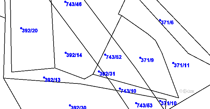 Parcela st. 743/52 v KÚ Dolní Poříčí, Katastrální mapa