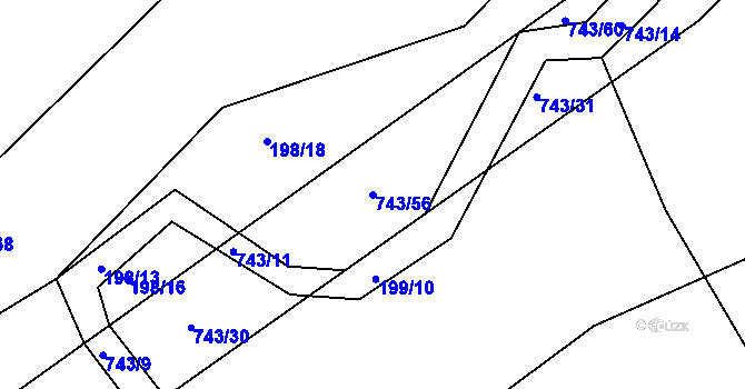 Parcela st. 743/56 v KÚ Dolní Poříčí, Katastrální mapa