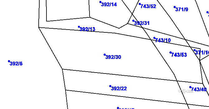 Parcela st. 392/30 v KÚ Dolní Poříčí, Katastrální mapa