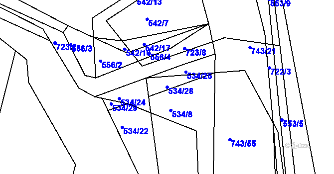 Parcela st. 534/28 v KÚ Dolní Poříčí, Katastrální mapa