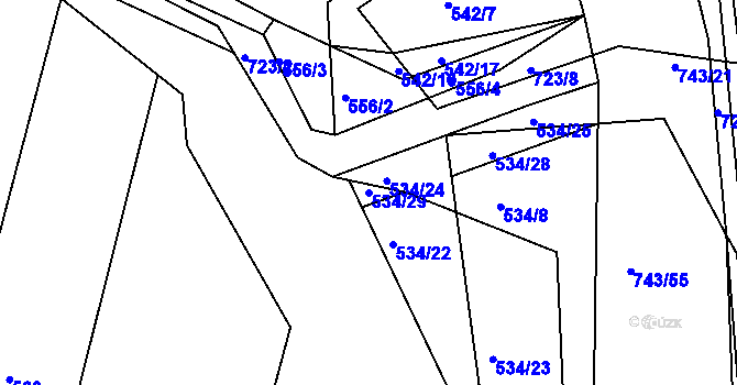 Parcela st. 534/29 v KÚ Dolní Poříčí, Katastrální mapa