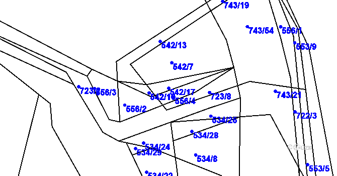 Parcela st. 542/17 v KÚ Dolní Poříčí, Katastrální mapa