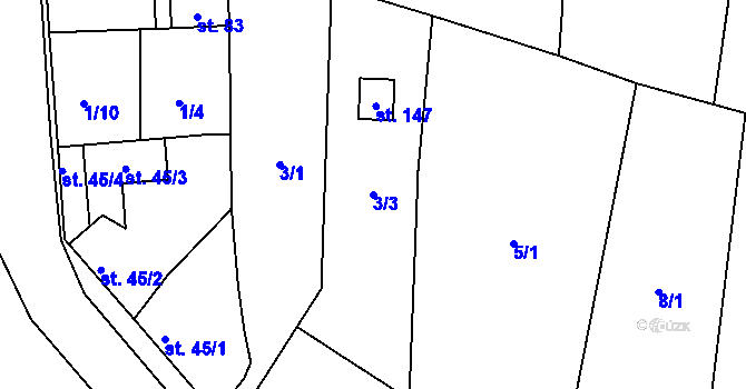 Parcela st. 3/3 v KÚ Horní Poříčí, Katastrální mapa
