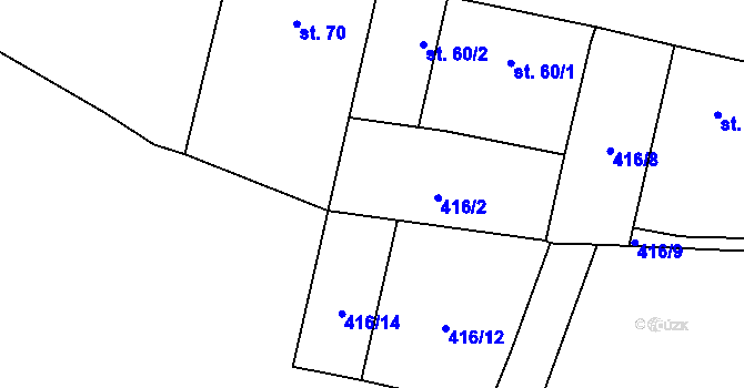 Parcela st. 416/13 v KÚ Horní Poříčí, Katastrální mapa