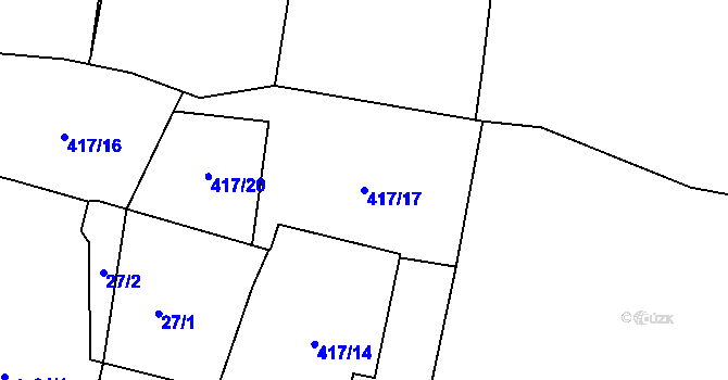 Parcela st. 417/17 v KÚ Horní Poříčí, Katastrální mapa