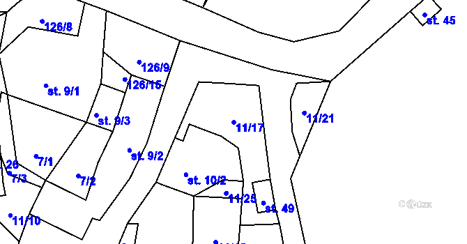 Parcela st. 11/17 v KÚ Poříčí u Přibyslavi, Katastrální mapa