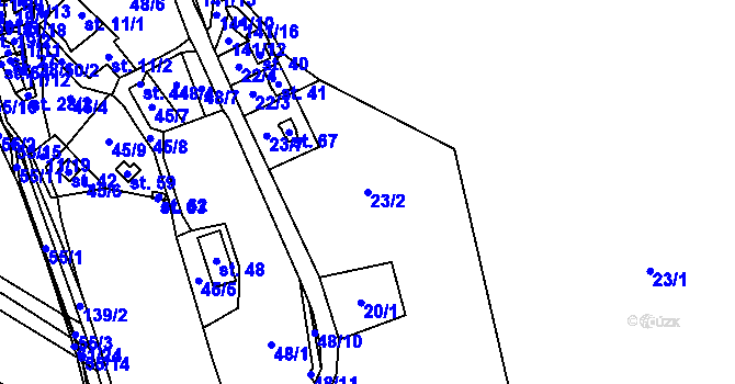 Parcela st. 23/2 v KÚ Poříčí u Přibyslavi, Katastrální mapa