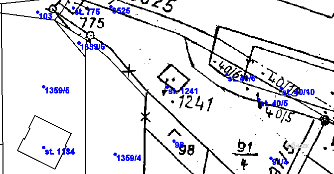 Parcela st. 1241 v KÚ Poříčí nad Sázavou, Katastrální mapa