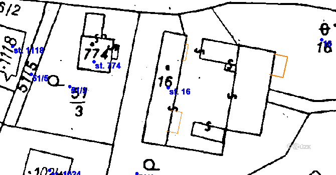 Parcela st. 16 v KÚ Poříčí nad Sázavou, Katastrální mapa