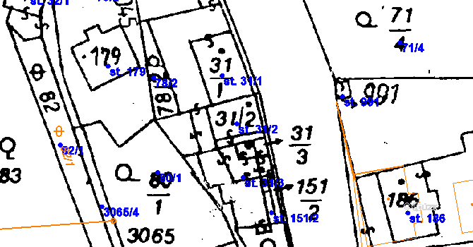 Parcela st. 31/2 v KÚ Poříčí nad Sázavou, Katastrální mapa