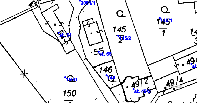 Parcela st. 55 v KÚ Poříčí nad Sázavou, Katastrální mapa