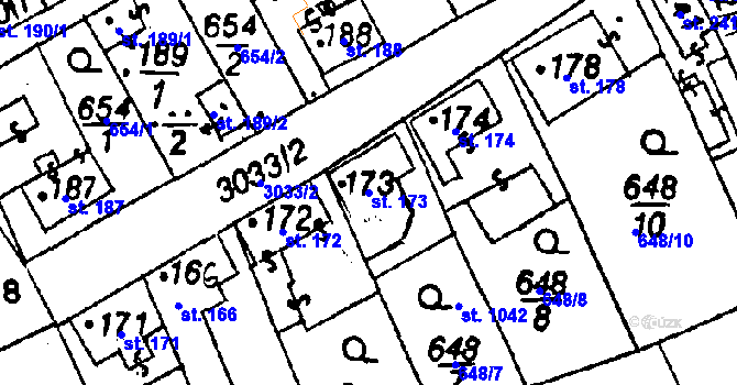 Parcela st. 173 v KÚ Poříčí nad Sázavou, Katastrální mapa
