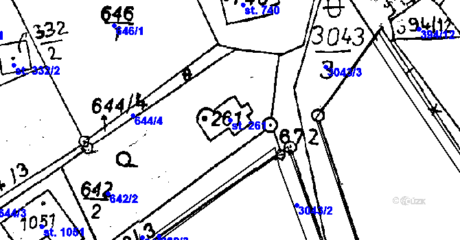 Parcela st. 261 v KÚ Poříčí nad Sázavou, Katastrální mapa