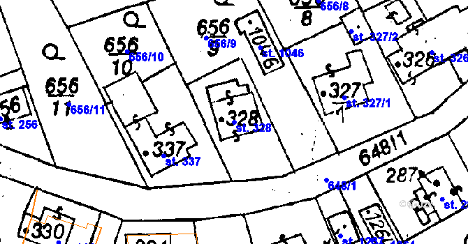 Parcela st. 328 v KÚ Poříčí nad Sázavou, Katastrální mapa
